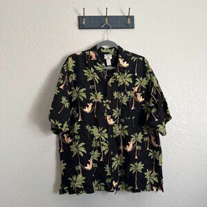 Original Island Sport Linen Blend Hula Hawaiian Button Shirt Sleeve Men XL EUC!